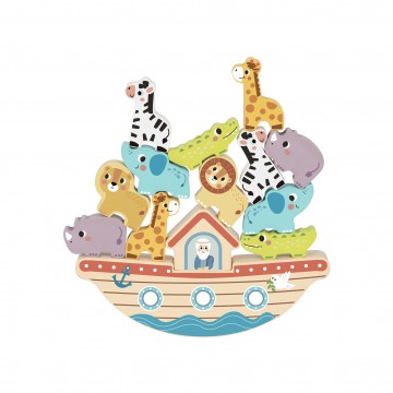 Tooky Toy Montessori Educative Learning Wooden 2 In 1 Noah's Ark Balance Activity Toy